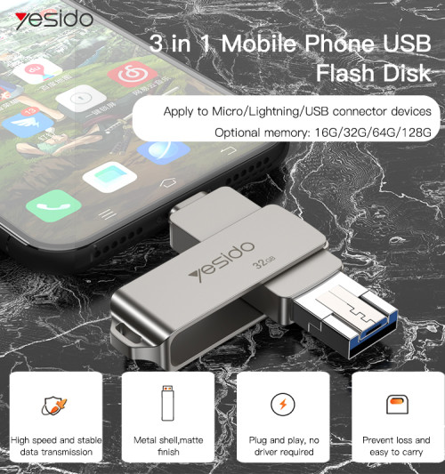 FL11 New design 3 in 1 for iPhone for Micro OTG USB flash drive with 128G 64G 32G 16G Flash disk