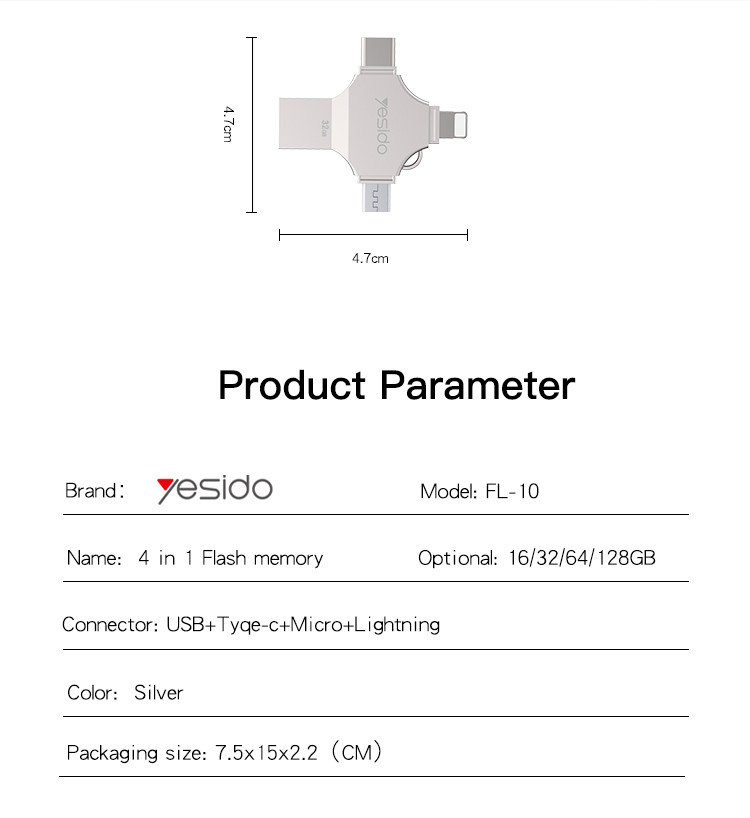 Yesido FL10 4 in 1 Flash Disk Parameter