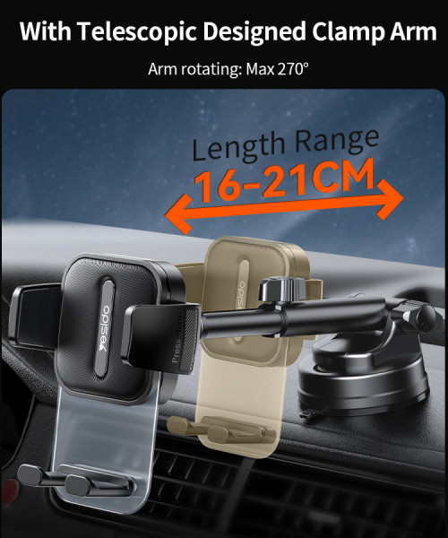 C261 360 Degree Rotation Car Mount Retractable Car Phone Holder|Telescopic Arm Suction Phone Holder