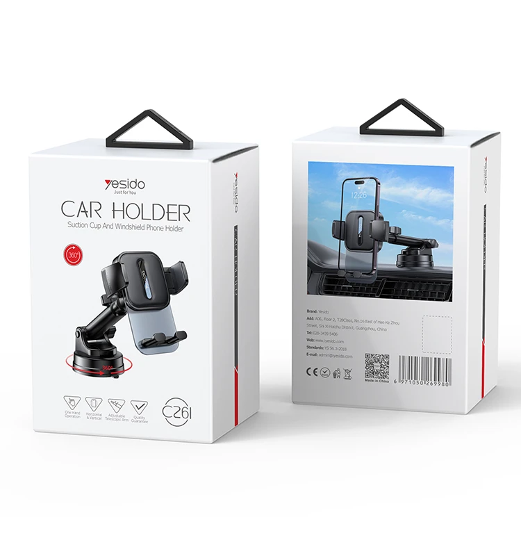 C261 Dashboard Spring Clip Phone Holder Packaging