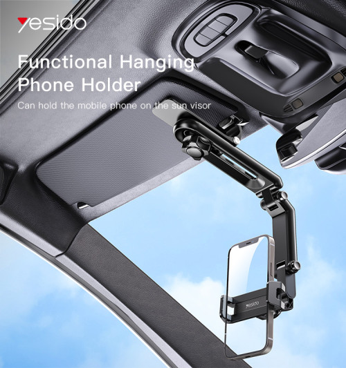 C194 Car Phone Mount | Sun Visor Phone Holder for Car|Universal Clip 360 Adjustable Cellphone Stand