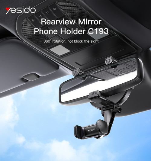 C193 Universal Car RearView Mirror Phone Holder Mirror Bracket 360 Degrees Car Mount Phone Holder