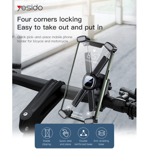 C191 Adjustable Phone Holder | Universal Motorcycle Bicycle Handlebar Mount Clip GPS Phone Holder