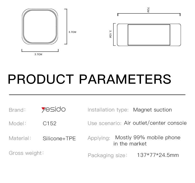 C152 Magnetic Phone Holder Set Parameter