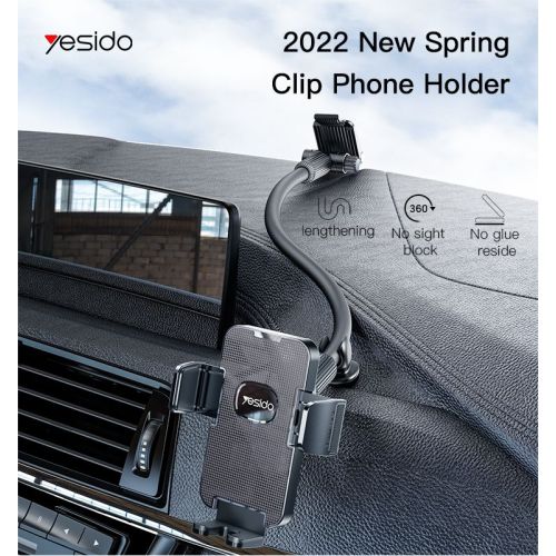 C137 360 Arm Truck Car Adjustable Smart Phone Dash Windshield Spring Clip Phone Holder