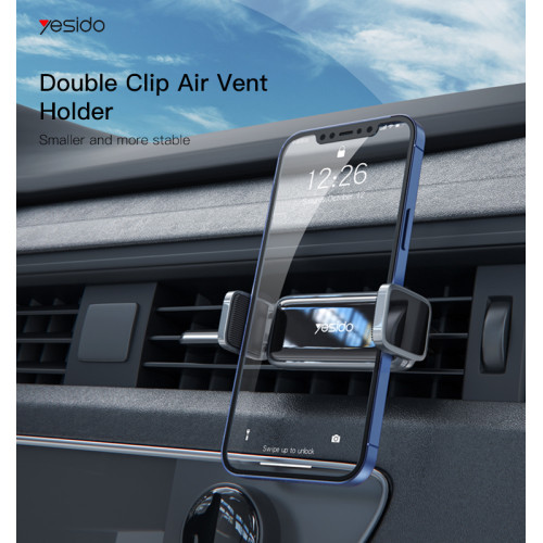 C124 360 Degree Rotation Dual Double Clip Air Vent Outlet Car Holder Cell Mobile Phone Holder