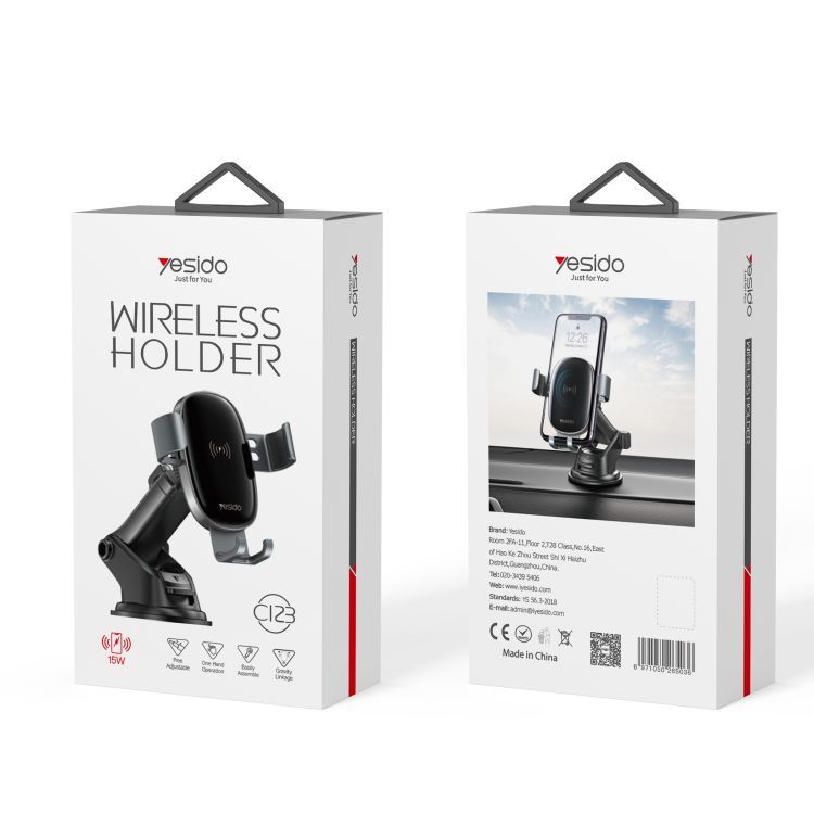 C123 15W Wireless Charging Phone Holder Packaging