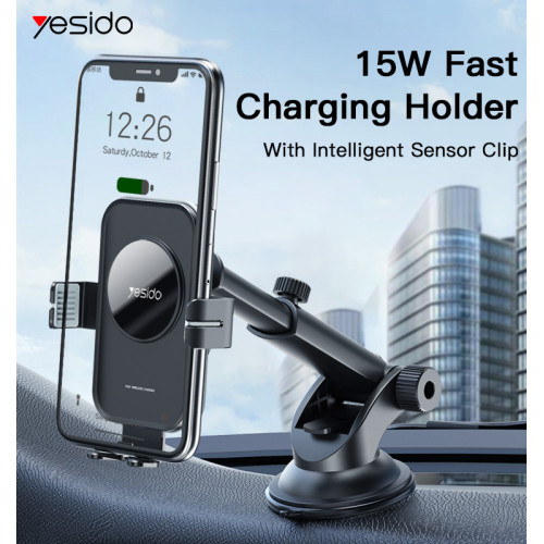 C118 Suction Cup 15w Qi Wireless Charger Holder Factory Custom Car Phone Holder Wireless Charging