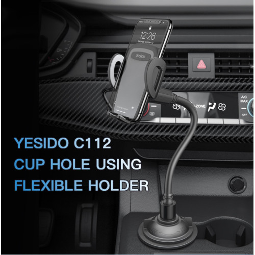 C112 Auto Extending Clamp Arm Long Flexible Arm Car Cup Phone Holder