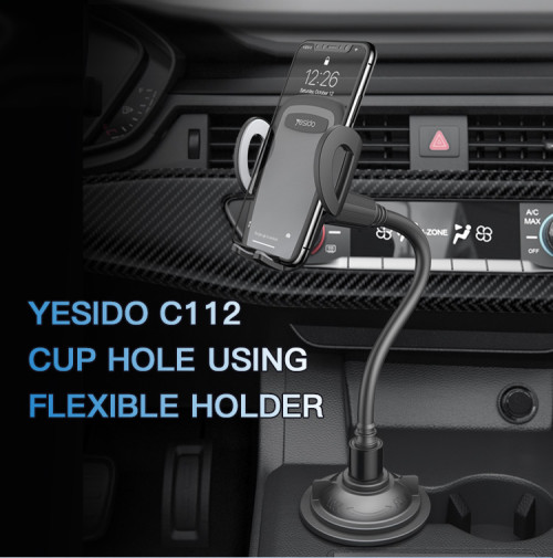 C112 Auto Extending Clamp Arm Long Flexible Arm Car Cup Phone Holder