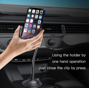 C112 Auto Extending Clamp Arm Long Flexible Arm Car Cup Phone Holder