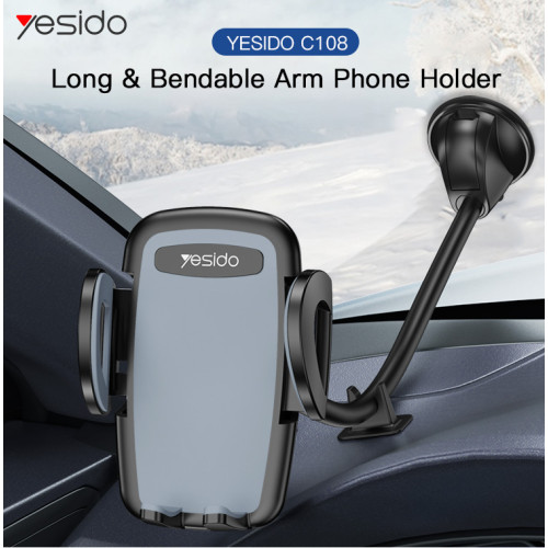 C108 High Quality Auto Extendng Clamp Arm Windshield Phone Holder For Car