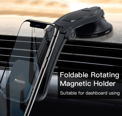 C107 360 Degree Rotation Flexible Magnetic Magnet Dashboard Car Mobile Phone Holder