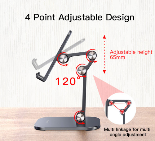 C104 Desktop Angle Adjustable Mobile Phone Stand Aluminum Alloy Tablet Cell Phone Holder
