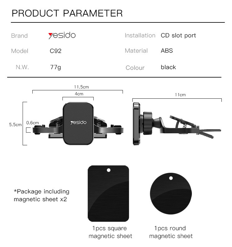 C92 Magnetic Phone Holder Parameter