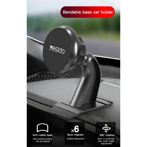 C91 6Pcs Magnets Auto Mobile Phone Mount | Bendable Base Magnetic Phone Holder For Car