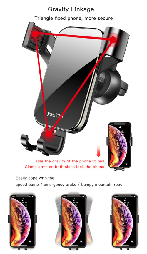C87 360 Angle Adjustable Mobile Phone Air Vent Holder Bracket Universal Gravity Car Phone Holder
