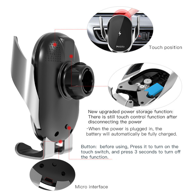 C78 Auto Extended Touching Wireless Charging Phone Holder Details