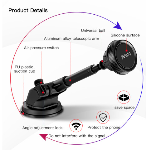 C67 360 Adjustable Dashboard Mobile Magnetic Magnet Moblie Phone Holder For Car