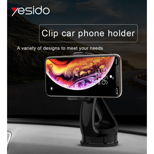 C1 Universal Spring Clip 360 Angle Rotation Mobile Phone Car Holder Suction Cup Car Phone Holder