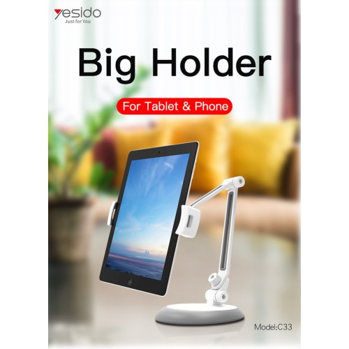 C33 Adjustable Desktop 10 Inch Tablet Monitor Phone Holder | 360 Degree Clamp Tablet Phone Holder