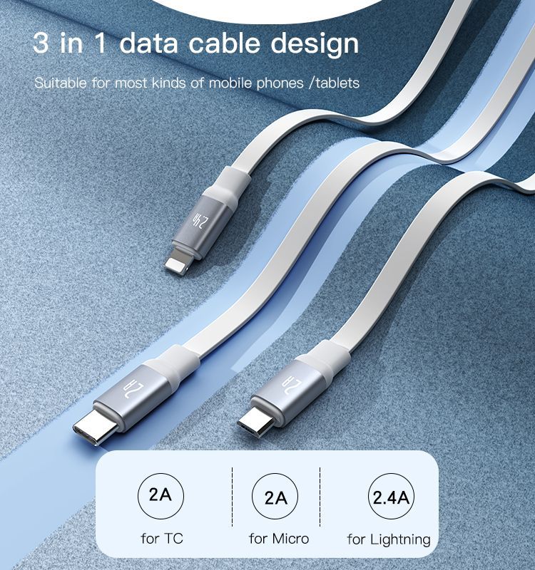  CA117 3 In 1 USB To Type-C/Lightning/Micro Data Cable Details