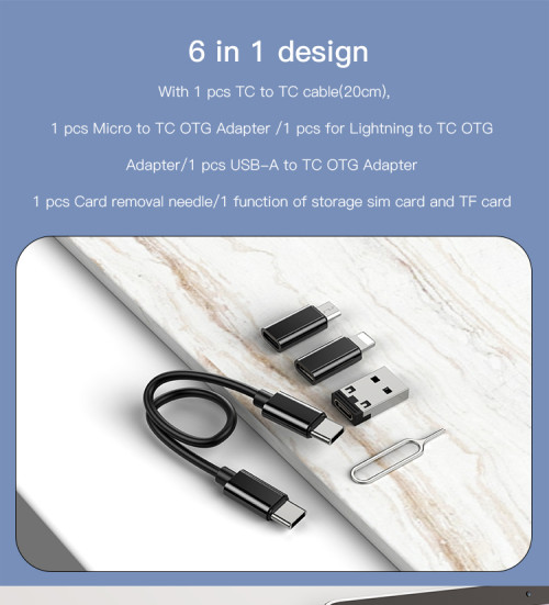 CA114  Multi Function Storage Box 6 in 1 design Usb Data Cable For Mobile Phone