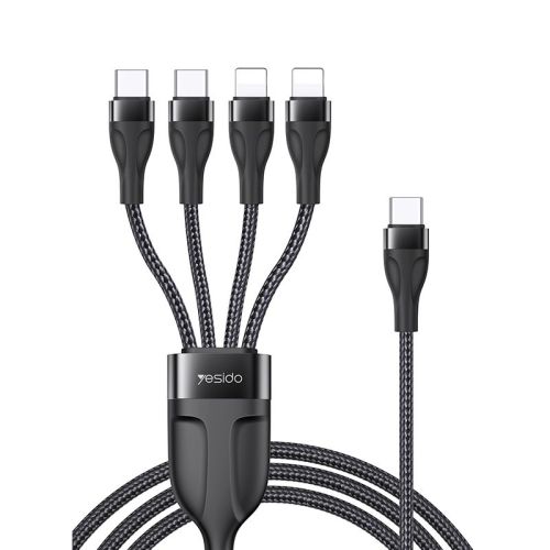 CA110  4 in 1 Charging Data Cable | Type-C to 2 TC + 2 IP Mobile Phone Charging Cable