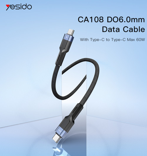 CA108 60w Pd Fast Charging Nylon Braided Type C To Type C Phone Data Cable For Android
