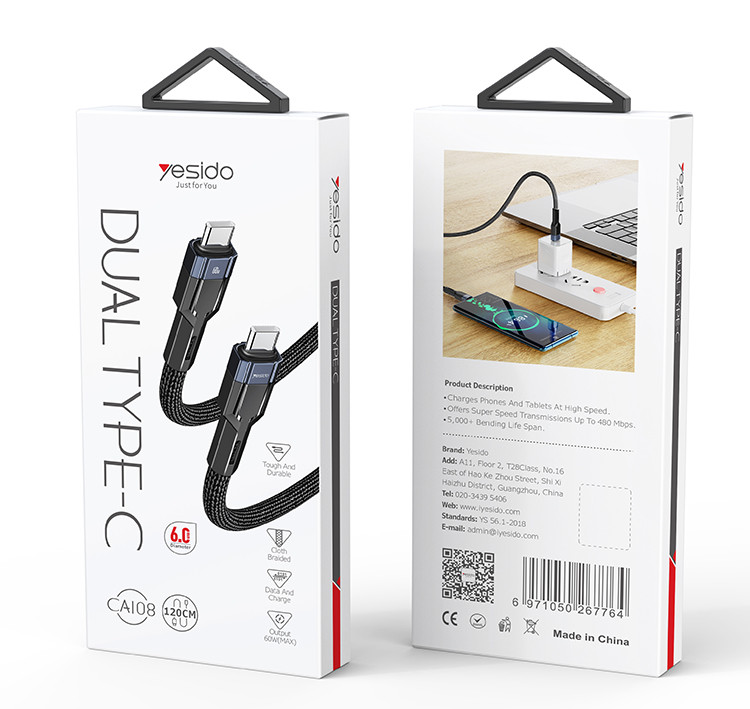 CA108 Type-C To Type-C Data Cable packaging
