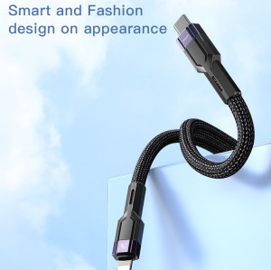 CA107 1.2M Nylon Braided Cable Good Anti-Stretch And Bending Resist Type-C to Lightning Data Cable