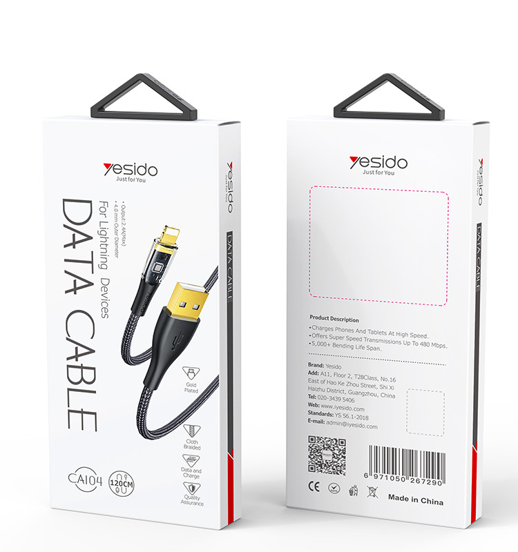 CA104 USB To Type-C/Lightning Data Cable packaging