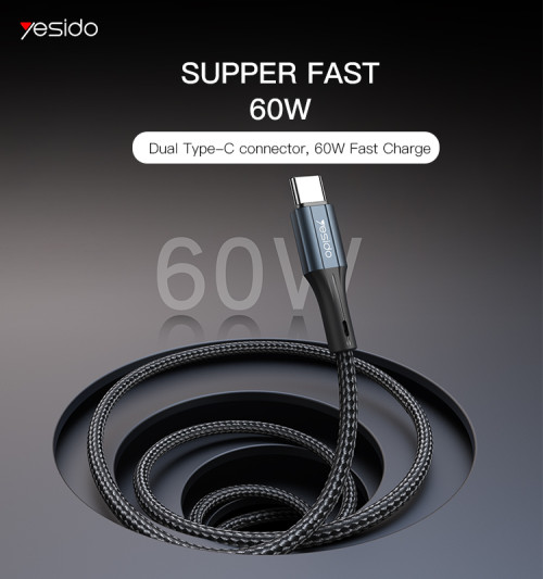 CA96 1.2M 60W (20V/3A) Nylon Braided Fast Charging Type-C to Type-C Data Cable