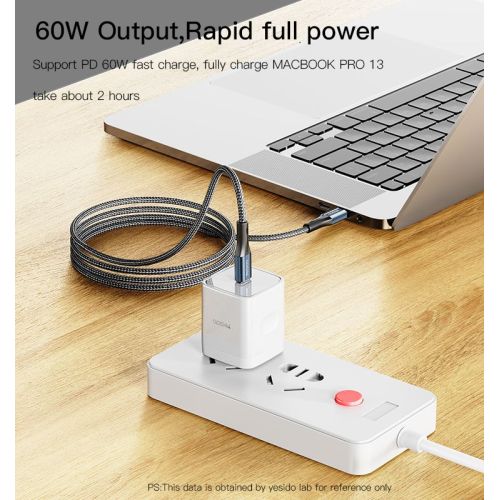 CA96 1.2M 60W (20V/3A) Nylon Braided Fast Charging Type-C to Type-C Data Cable