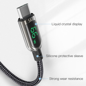 CA85 Zinc Alloy 5A Super Fast Charging USB Data Cable USB To Type-C Data Cable