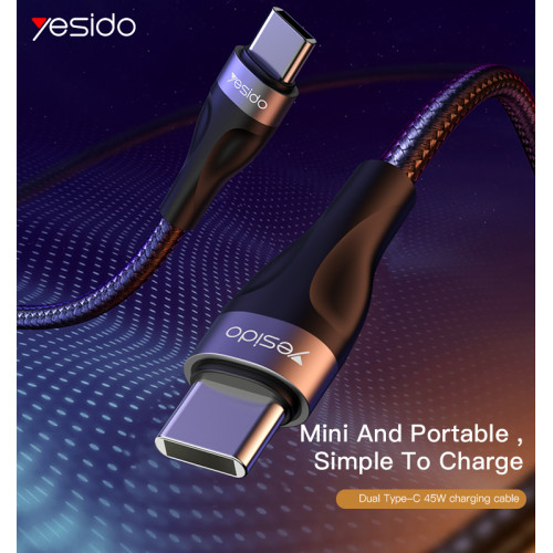 CA83 30cm Short Nylon Braided Copper Core 45W PD USB-C Type-C to Type-C Data Cable