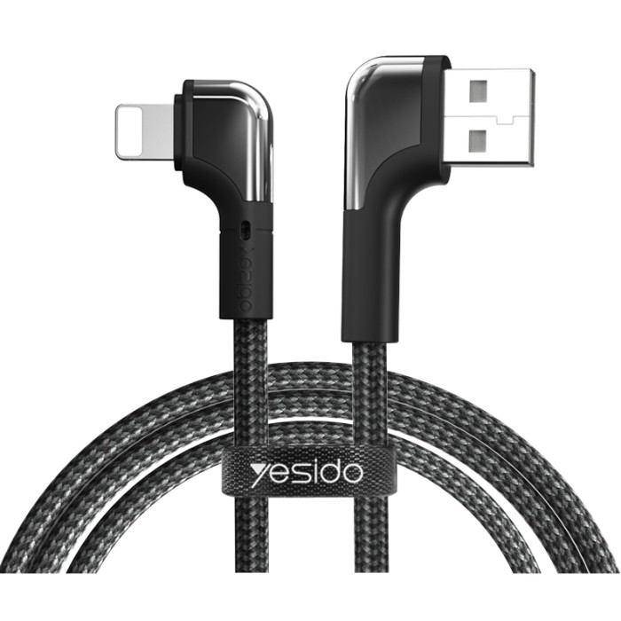 CA81 2M 90 degree bend Fast Charging Usb Nylon Braided USB To Lightning/Type-C/ Micro Data Cable