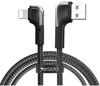 CA81 2M 90 degree bend Fast Charging Usb Nylon Braided USB To Lightning/Type-C/ Micro Data Cable