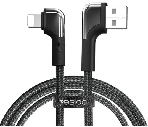 CA80 1.2M 90 degree bend Fast Charging Usb Nylon Braided USB To Lightning/Type-C/ Micro Data Cable