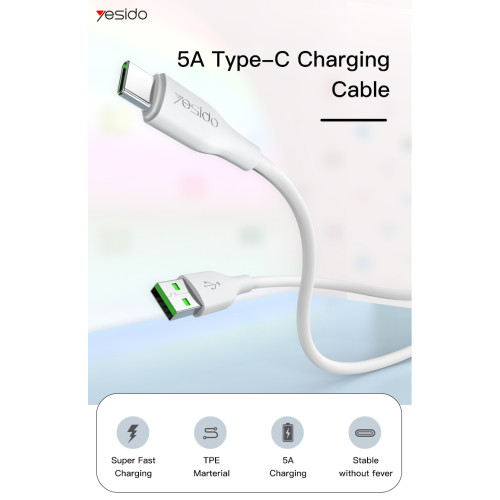 CA72 Support QC3.0 1.2M Fast 5A Usb C Transmission Data Phone Charging Cable Usb Type-C Data Cable