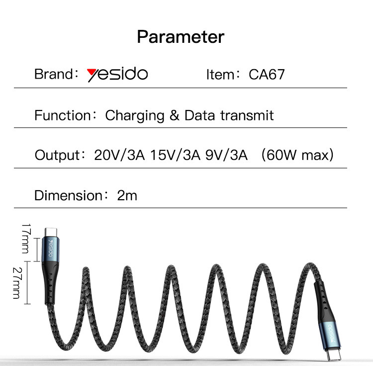 CA67 Type-C to Type-C Data Cable Parameter