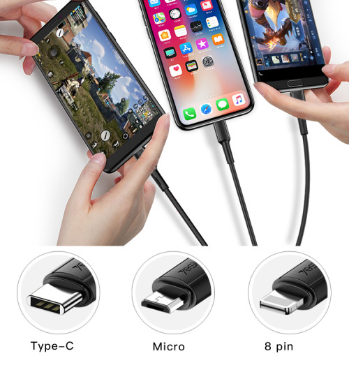 CA41 Data Cable Line USB To Micro Type-C Lightning Mobile Phone Charging 3 In 1 Usb Cable