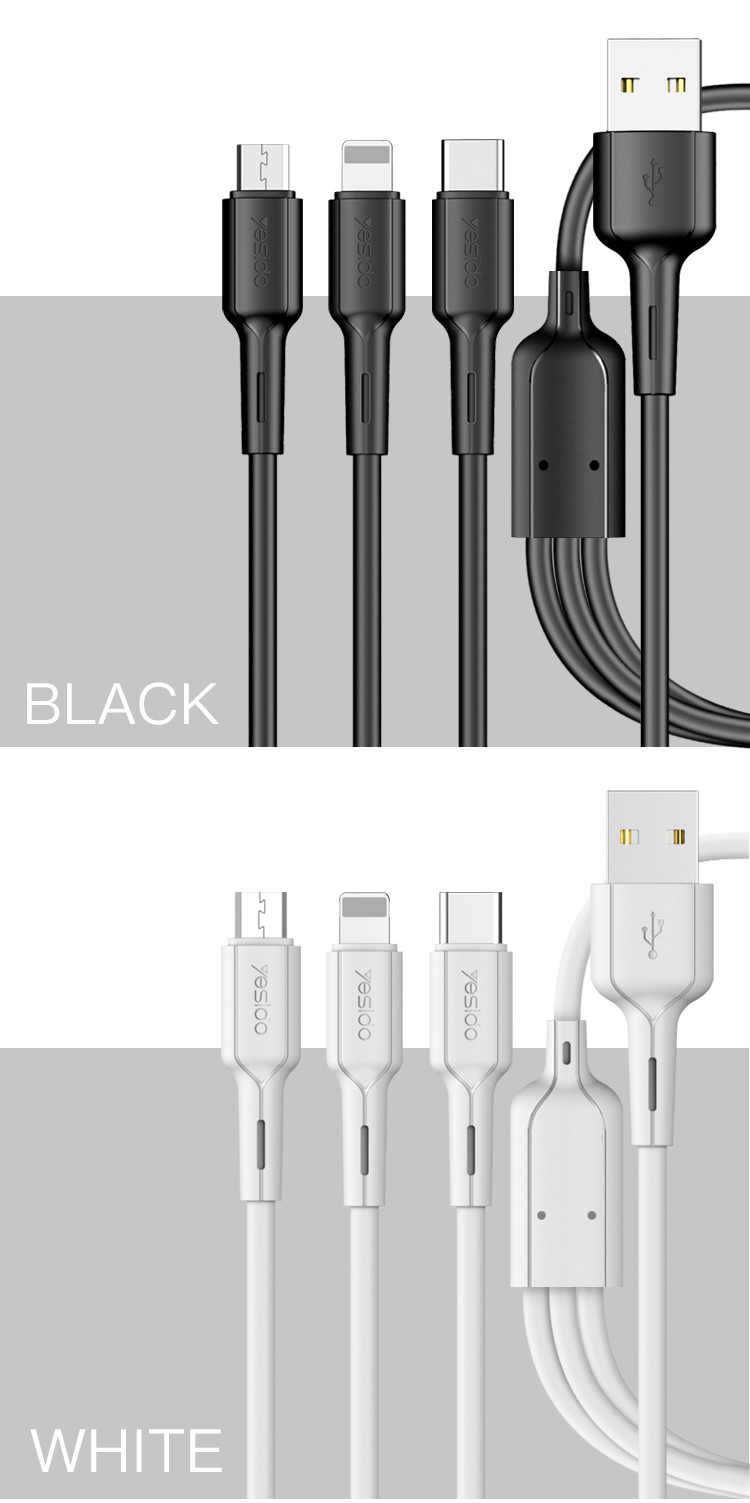 CA41 3 IN 1 USB To Lightning Micro Type-C Data Cable Details