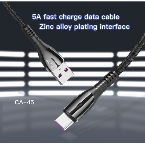 CA45 Fast Charger Usb To 5A Type-C Usb Data Cable Line Mobile Phone Charging Cable
