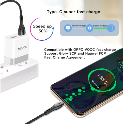 CA45 Fast Charger Usb To 5A Type-C Usb Data Cable Line Mobile Phone Charging Cable