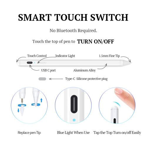 ST06 Metal Digital Active Smart Touch Screen Drawing Stylus Pen For iPad