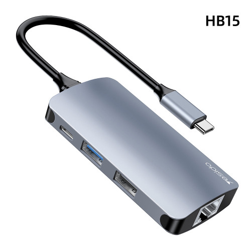 HB15 Usb Type C Hub 6 In 1 Usb Hub Multi Function Adapter Docking Station for Type C Windows Laptops