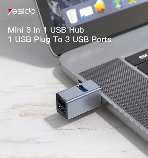 HB14 Mini USB Hub | 3.0 USB Plug To 3 USB Ports Hub Adapter