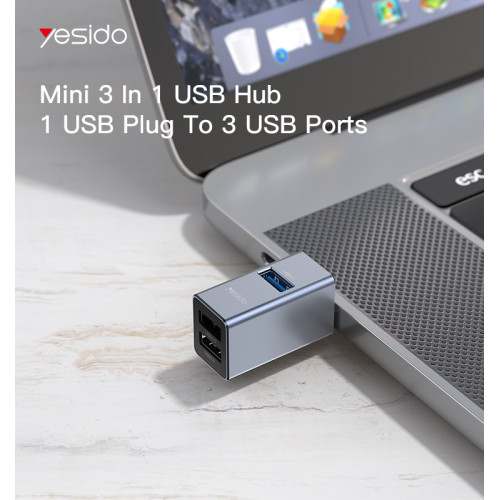 HB14 Mini USB Hub | 3.0 USB Plug To 3 USB Ports Hub Adapter