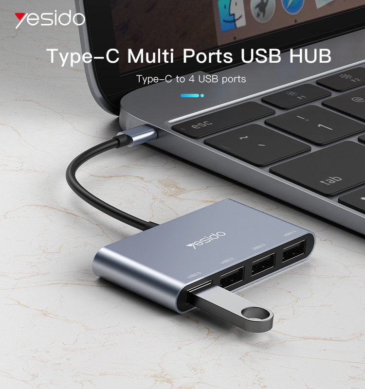 HB13 4 in 1 Type-C to 4 USB Hub Adapter